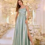 Вечірня Сукня на Тонких Бретелях із Драпіруванням 25042 М’ятна