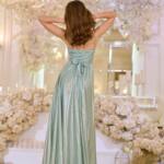 Вечірня Сукня на Тонких Бретелях із Драпіруванням 25042 М’ятна