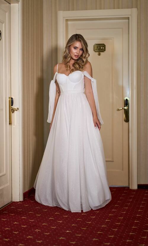 Вечірня Сукня Ліф Корсет Максі 25041 Молочна