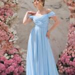 Вечірня Сукня Шифон Блиск Максі 25043 Блакитна