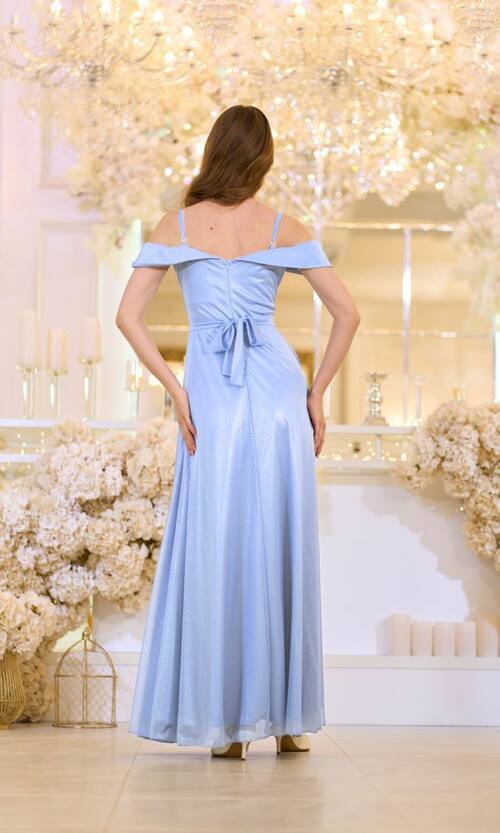 Вечірня сукня Шифон Блиск Максі 25038 Блакитна