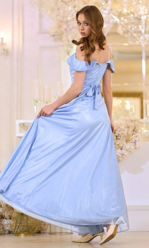 Вечірня сукня Шифон Блиск Максі 25038 Блакитна