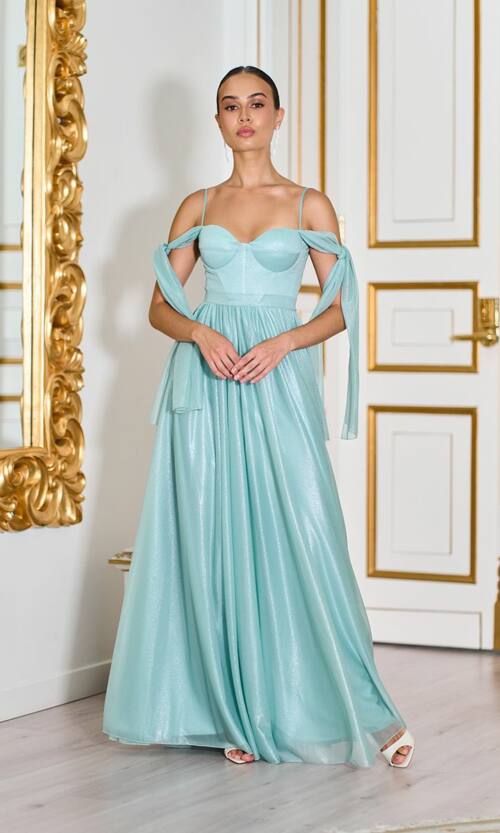 Вечірня Сукня Ліф Корсет Максі 25041 М'ятна