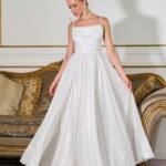 Вечірня Сукня на Тонких Бретелях із Драпіруванням 25042 Молочна