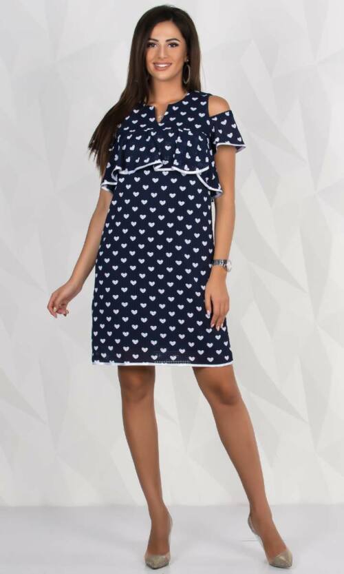 Повсякденне плаття 8090e Синій-білий