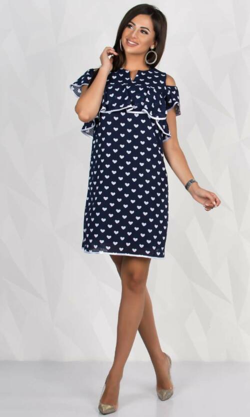 Повсякденне плаття 8090e Синій-білий