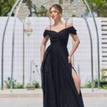 Вечірня Сукня Шифон Блиск Максі 25043 Чорна