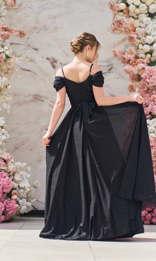 Вечірня Сукня Шифон Блиск Максі 25043 Чорна