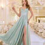 Вечірня Сукня на Тонких Бретелях Формованими Чашками 25037 М’ятна