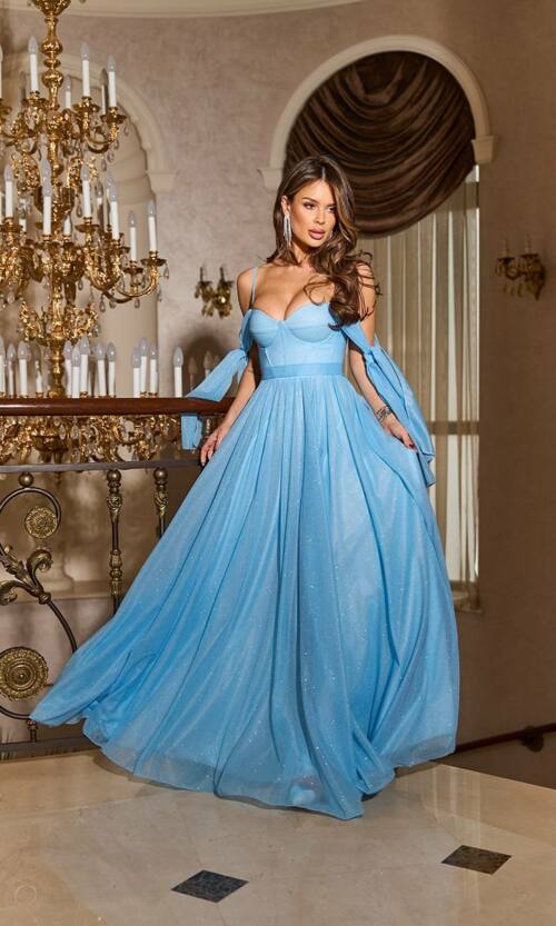 Вечірня Сукня Ліф Корсет Максі 25041 Блакитна