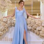 Вечірня Сукня Ліф Корсет Максі 25041 Блакитна