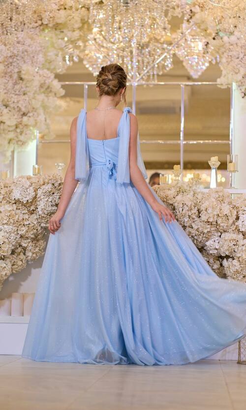 Вечірня Сукня Ліф Корсет Максі 25041 Блакитна