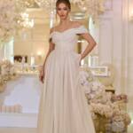 Вечірня Сукня Шифон Блиск Максі 25043 Молочна