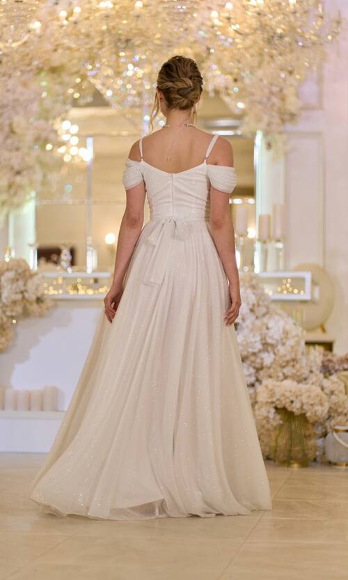 Вечірня Сукня Шифон Блиск Максі 25043 Молочна