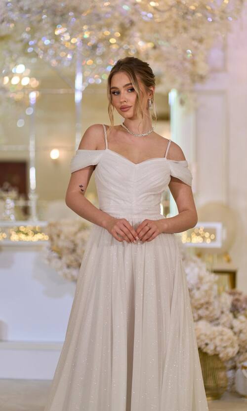 Вечірня Сукня Шифон Блиск Максі 25043 Молочна