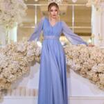 Вечірня Сукня Шифон Стрази 23058 Синя