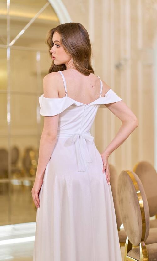 Вечірня сукня Шифон Блиск Максі 25038 Молочна