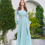 Вечірня Сукня Шифон Стрази 23058 М’ятна