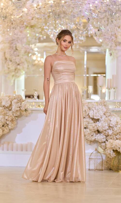 Вечірня Сукня на Тонких Бретелях із Драпіруванням 25042 Бежева