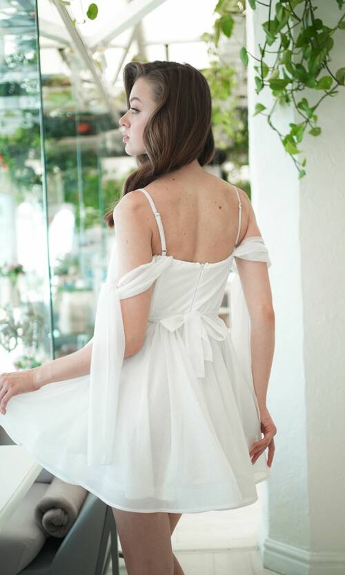 Коктейльное Платье Лиф Корсет Мини 25036 Молочное