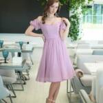 Коктейльна Сукня Шифон Блиск Міді 25040 Лавандова