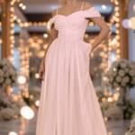 Вечірня Сукня Шифон Блиск Максі 25043 Персикова