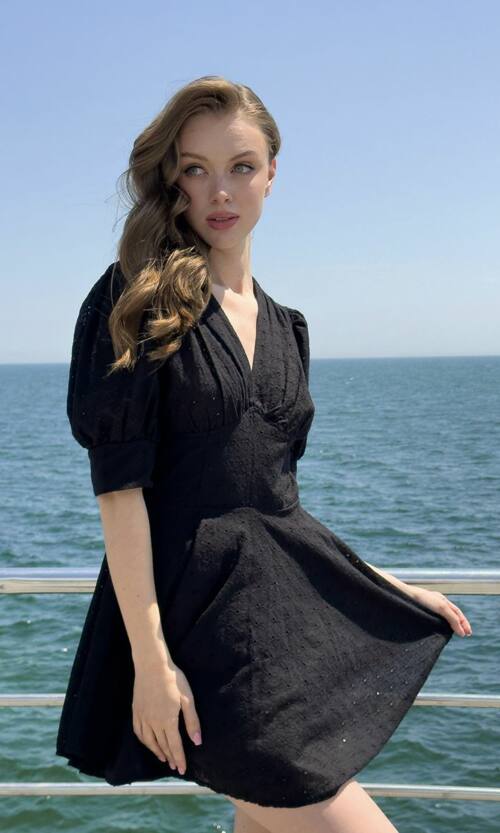 Повседневное Платье Прошва Шорты 25047 Черное