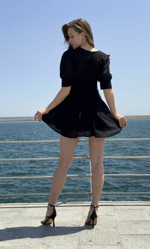 Повседневное Платье Прошва Шорты 25047 Черное