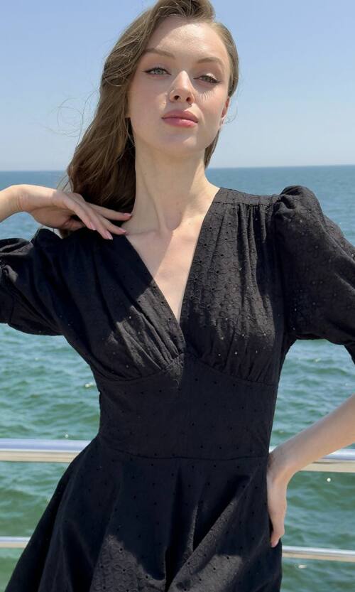 Повседневное Платье Прошва Шорты 25047 Черное