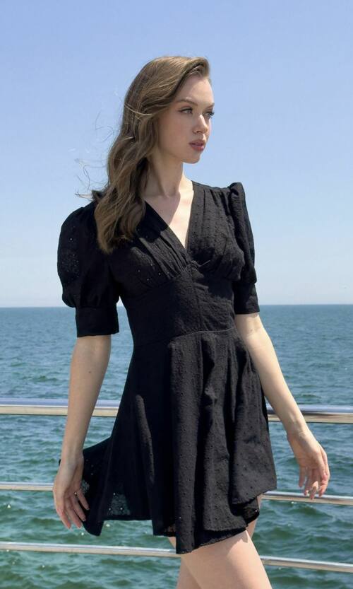 Повседневное Платье Прошва Шорты 25047 Черное