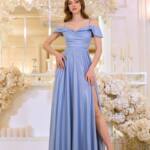 Вечірня сукня Шифон Блиск Максі 25038 Синя