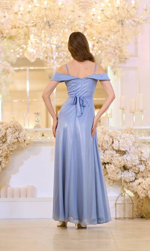 Вечірня сукня Шифон Блиск Максі 25038 Синя