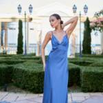 Вечірня Сукня Комбінація Шовк Максі 25057 Синя