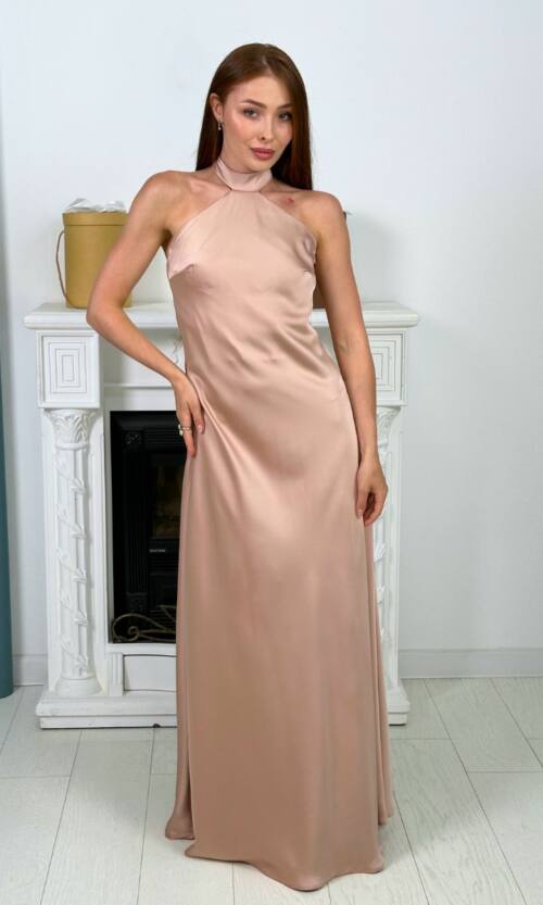 Вечірня Сукня Комбінація Шовк Максі 25056 Пудрова