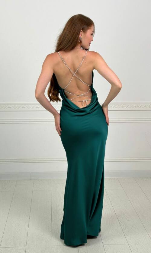 Вечірня Сукня Комбінація Шовк Максі 25052 Зелена