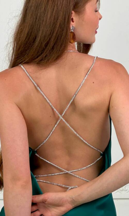 Вечірня Сукня Комбінація Шовк Максі 25052 Зелена