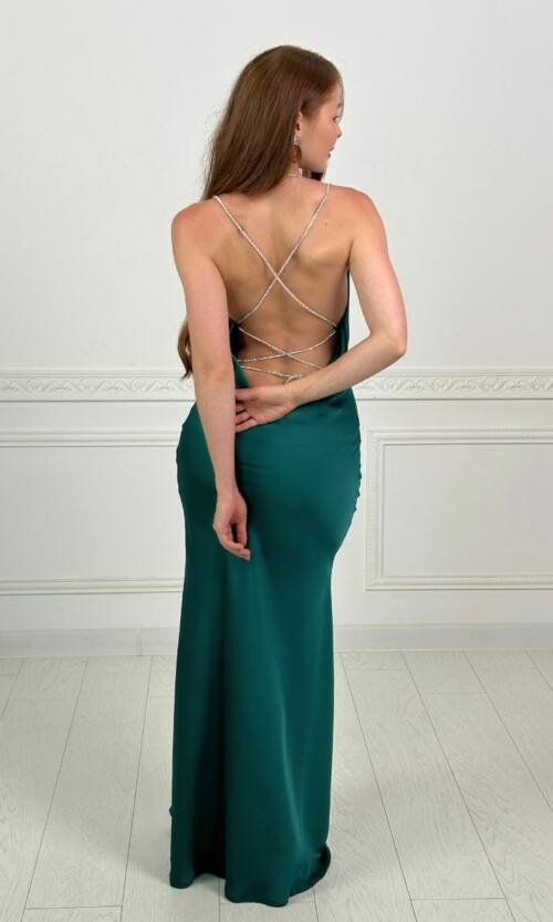 Вечірня Сукня Комбінація Шовк Максі 25052 Зелена