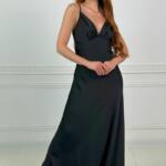 Вечірня Сукня Комбінація Шовк Максі 25057 Чорна