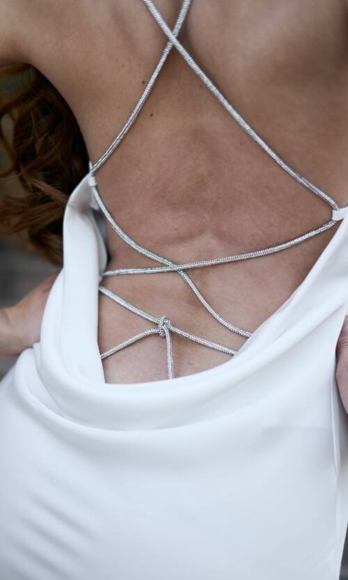 Вечернее Платье Комбинация Шелк Макси 25052 Молочное