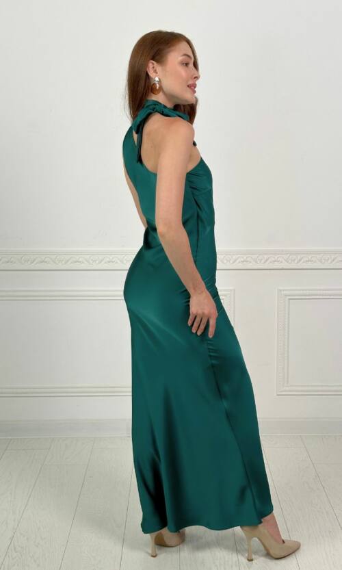 Вечернее Платье Комбинация Шелк Макси 25055 Зеленое