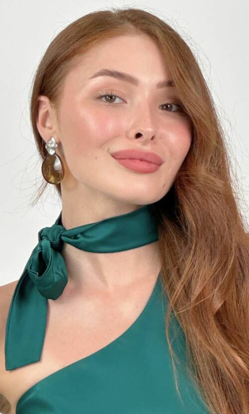 Вечернее Платье Комбинация Шелк Макси 25055 Зеленое