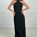 Вечірня Сукня Комбінація Шовк Максі 25056 Чорна