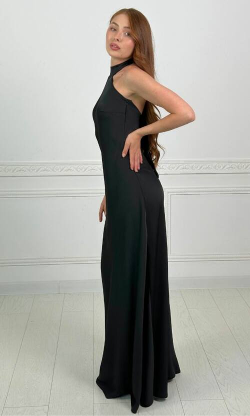 Вечірня Сукня Комбінація Шовк Максі 25056 Чорна