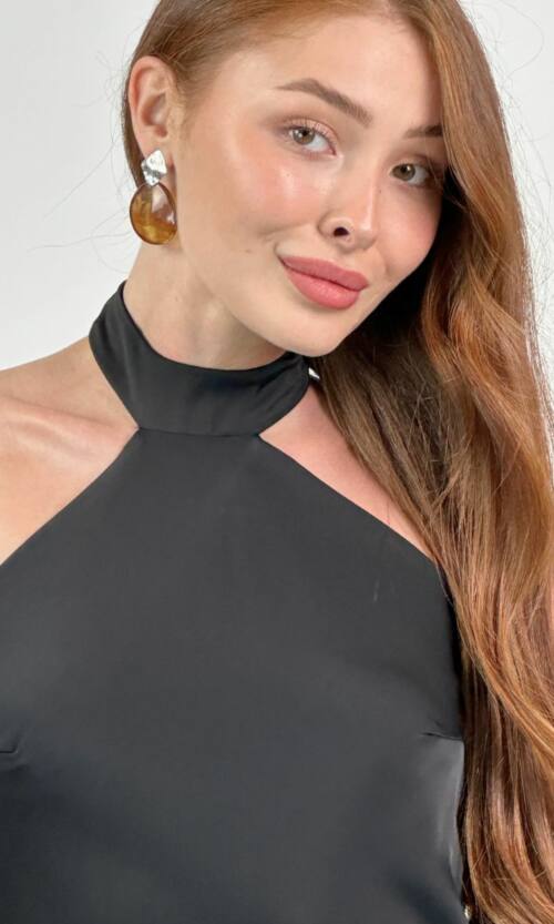 Вечірня Сукня Комбінація Шовк Максі 25056 Чорна