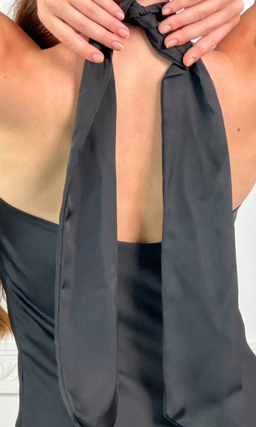 Вечірня Сукня Комбінація Шовк Максі 25056 Чорна