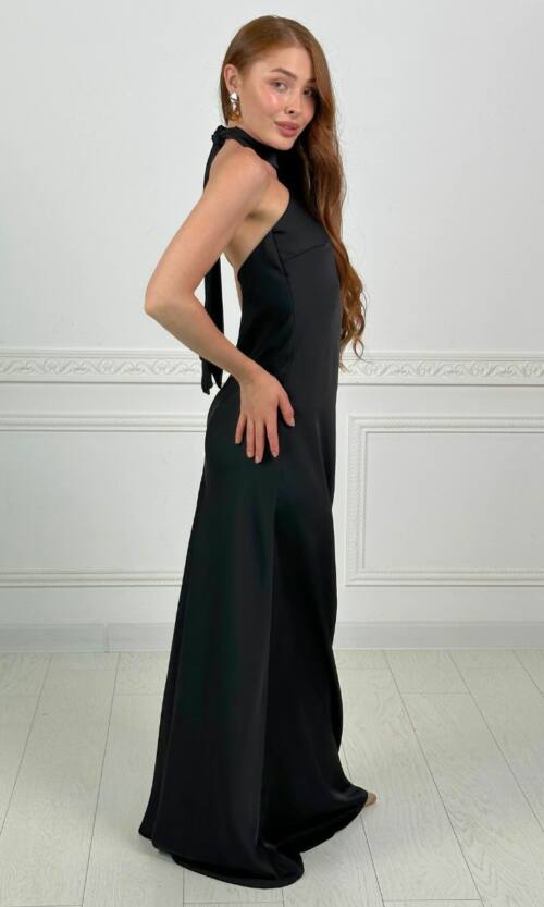 Вечірня Сукня Комбінація Шовк Максі 25056 Чорна