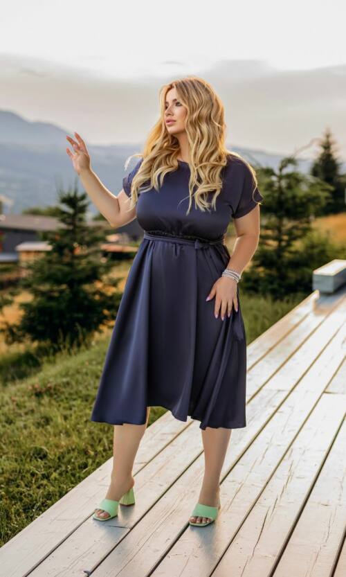 Повсякденна Сукня Шовк Міді 25059 Графітова