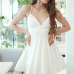 Коктейльна Сукня Корсет Шнурівка Міні 25044 Молочна