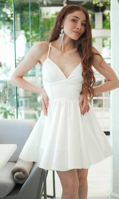 Коктейльна Сукня Корсет Шнурівка Міні 25044 Молочна