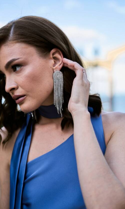 Вечернее Платье Комбинация Шелк Макси 25055 Синяя